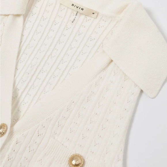 Boutique Pointelle Knit Collared Mini Dress Size Small - Picture 5 of 6